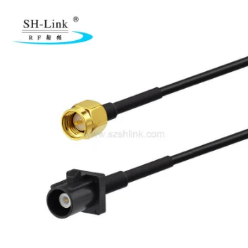 Fakra plug A type male to SMA plug male with RG174 cable assembly